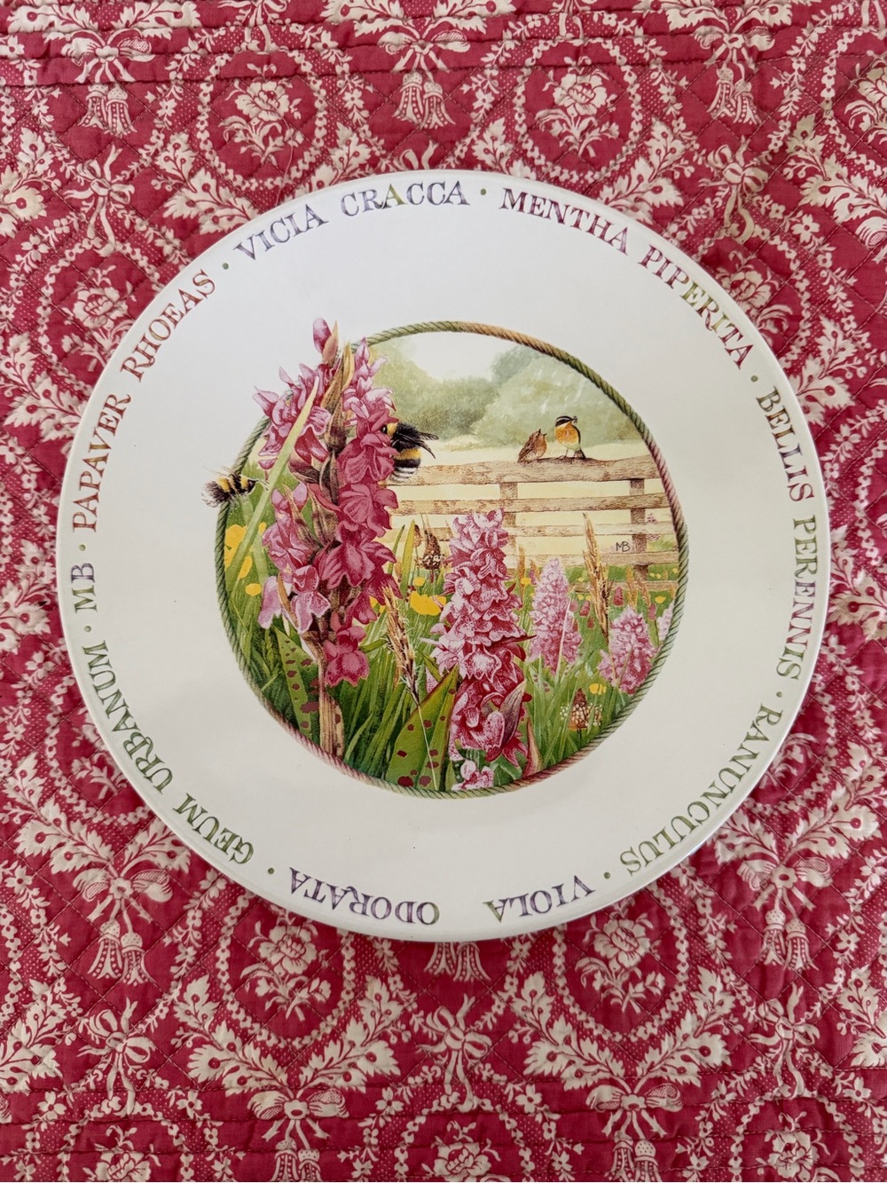 Marjolein Bastin 🌷 Floral Garden Plate  - Pink Botanical Design - display or use